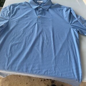 Men's Blue Striped Polo Shirt